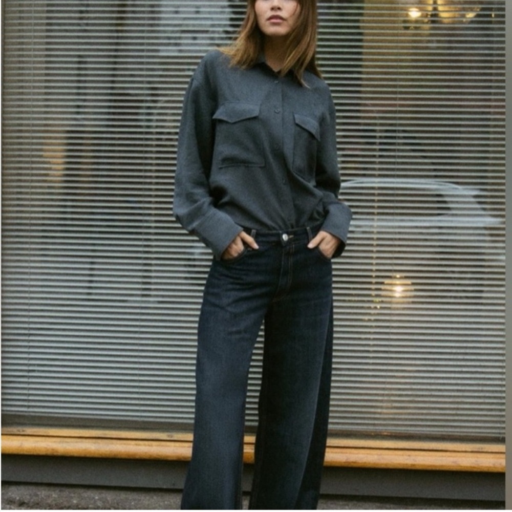Zara Flowy Oversized  Button-Up Shirt